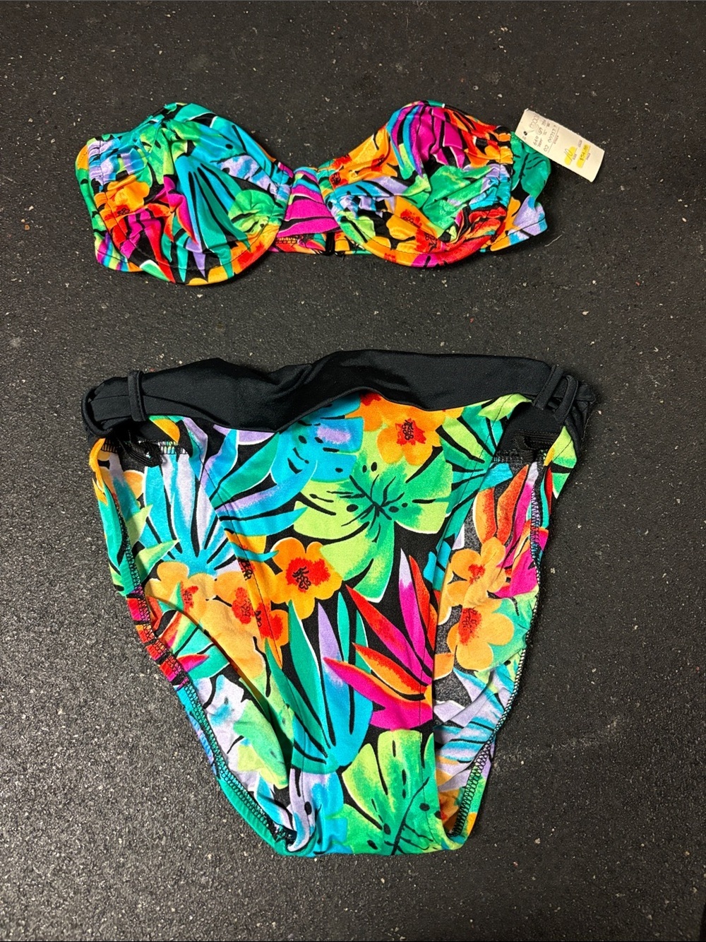 90s Catalina High Cut Tropical Floral Two-Piece Swim Set in Multicolor